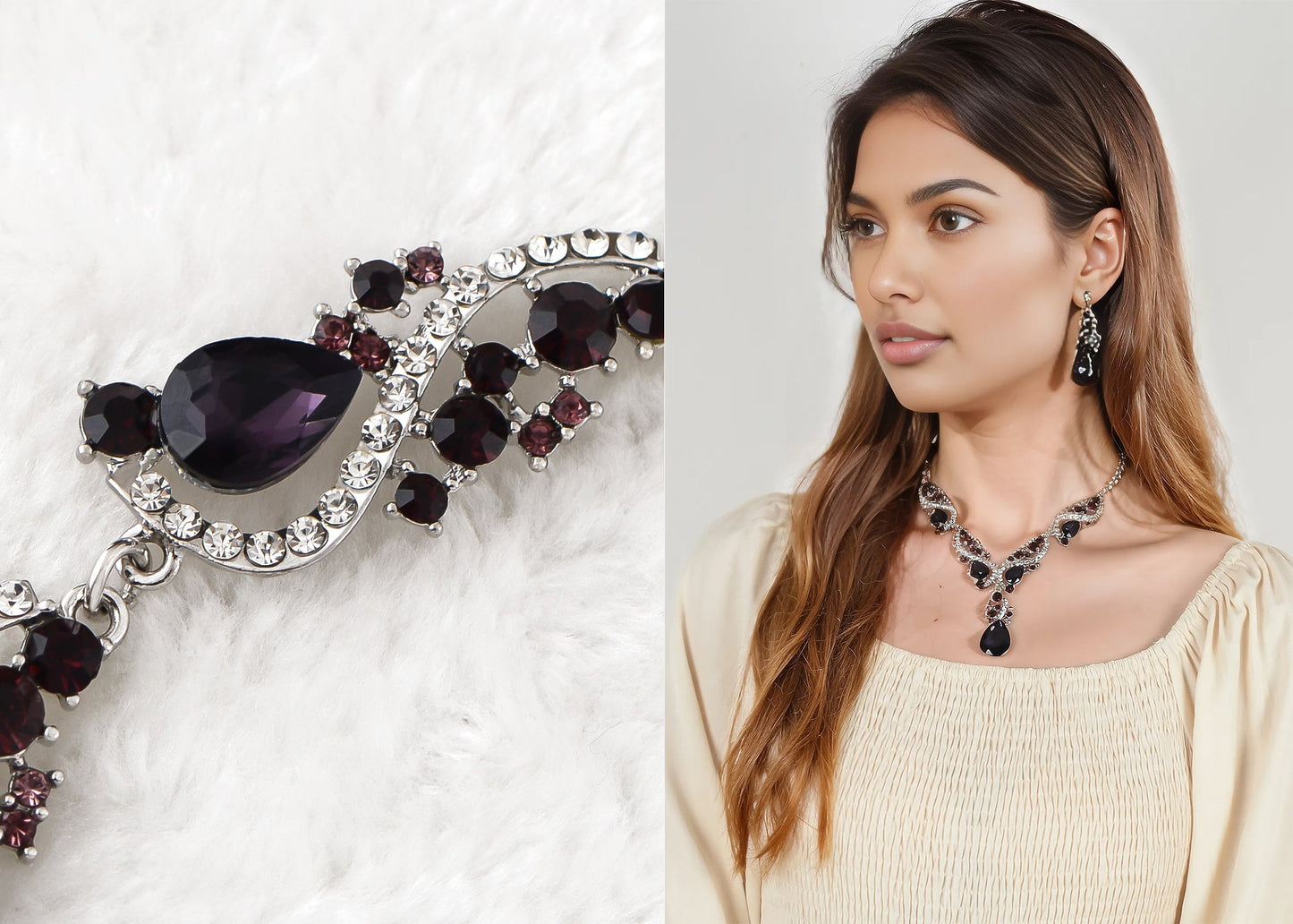 Elegant Crystal Bridal Necklace Earrings Set ¨C Rhinestone Wedding Party Costume Jewelry for Brides and Bridesmaids