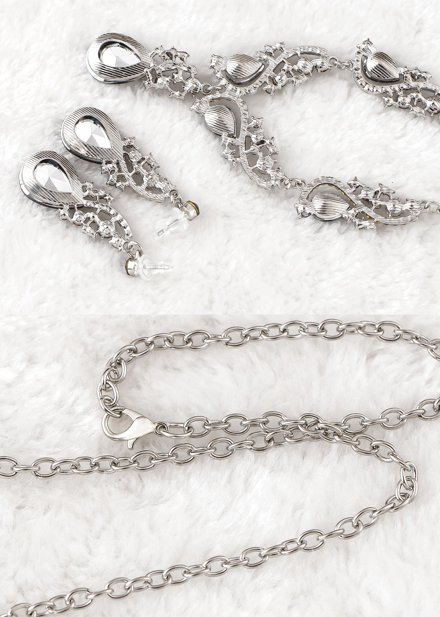 Elegant Crystal Bridal Necklace Earrings Set ¨C Rhinestone Wedding Party Costume Jewelry for Brides and Bridesmaids