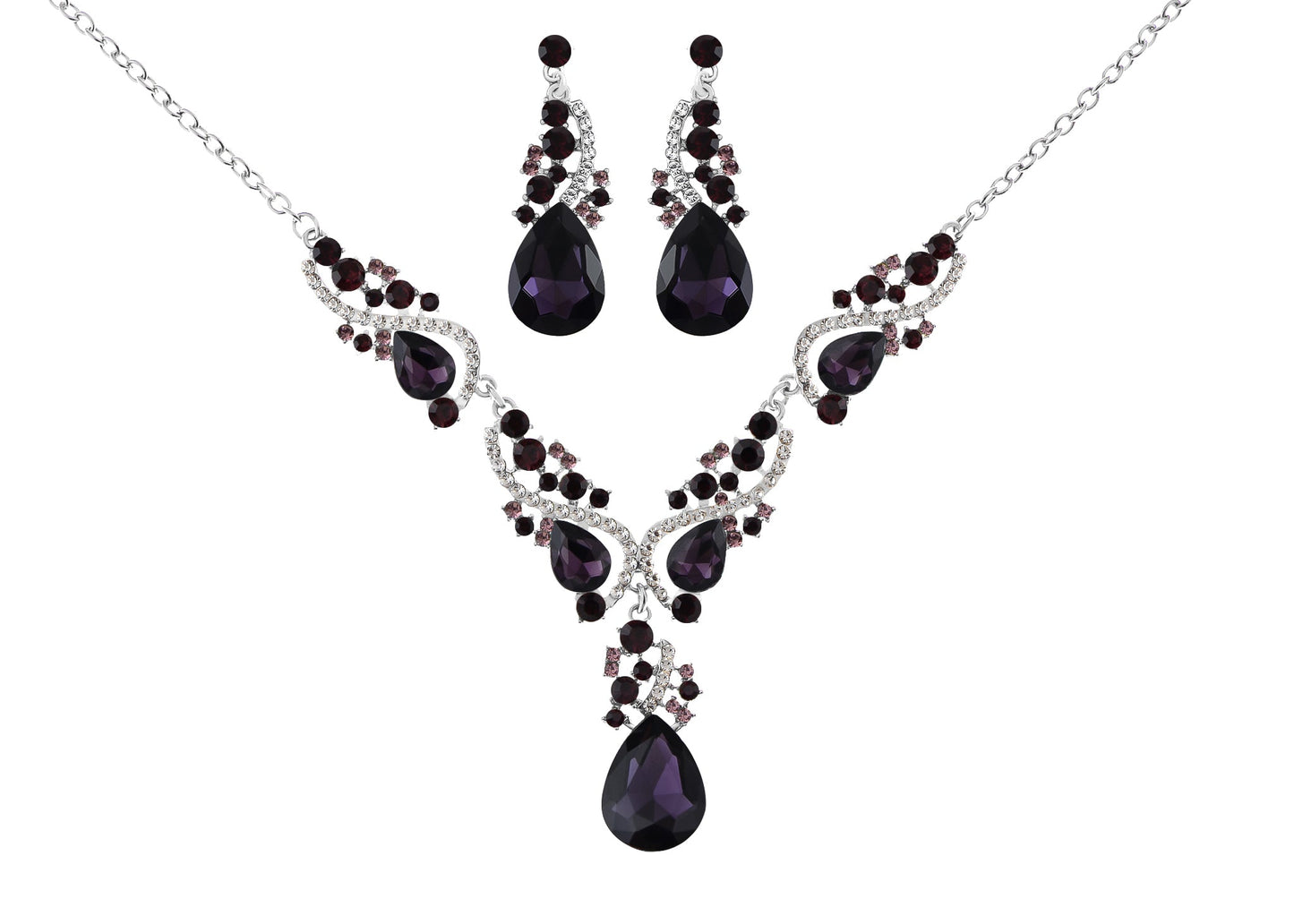 Elegant Crystal Bridal Necklace Earrings Set ¨C Rhinestone Wedding Party Costume Jewelry for Brides and Bridesmaids