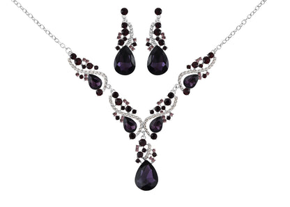 Elegant Crystal Bridal Necklace Earrings Set ¨C Rhinestone Wedding Party Costume Jewelry for Brides and Bridesmaids
