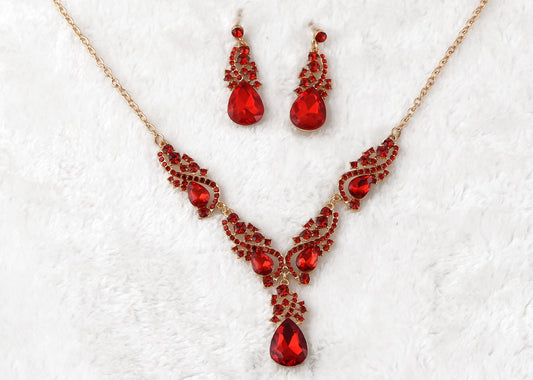 Elegant Crystal Bridal Necklace Earrings Set ¨C Rhinestone Wedding Party Costume Jewelry for Brides and Bridesmaids