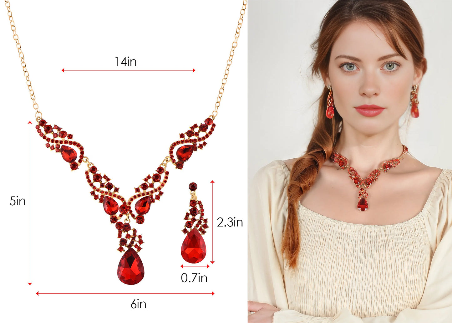 Elegant Crystal Bridal Necklace Earrings Set ¨C Rhinestone Wedding Party Costume Jewelry for Brides and Bridesmaids