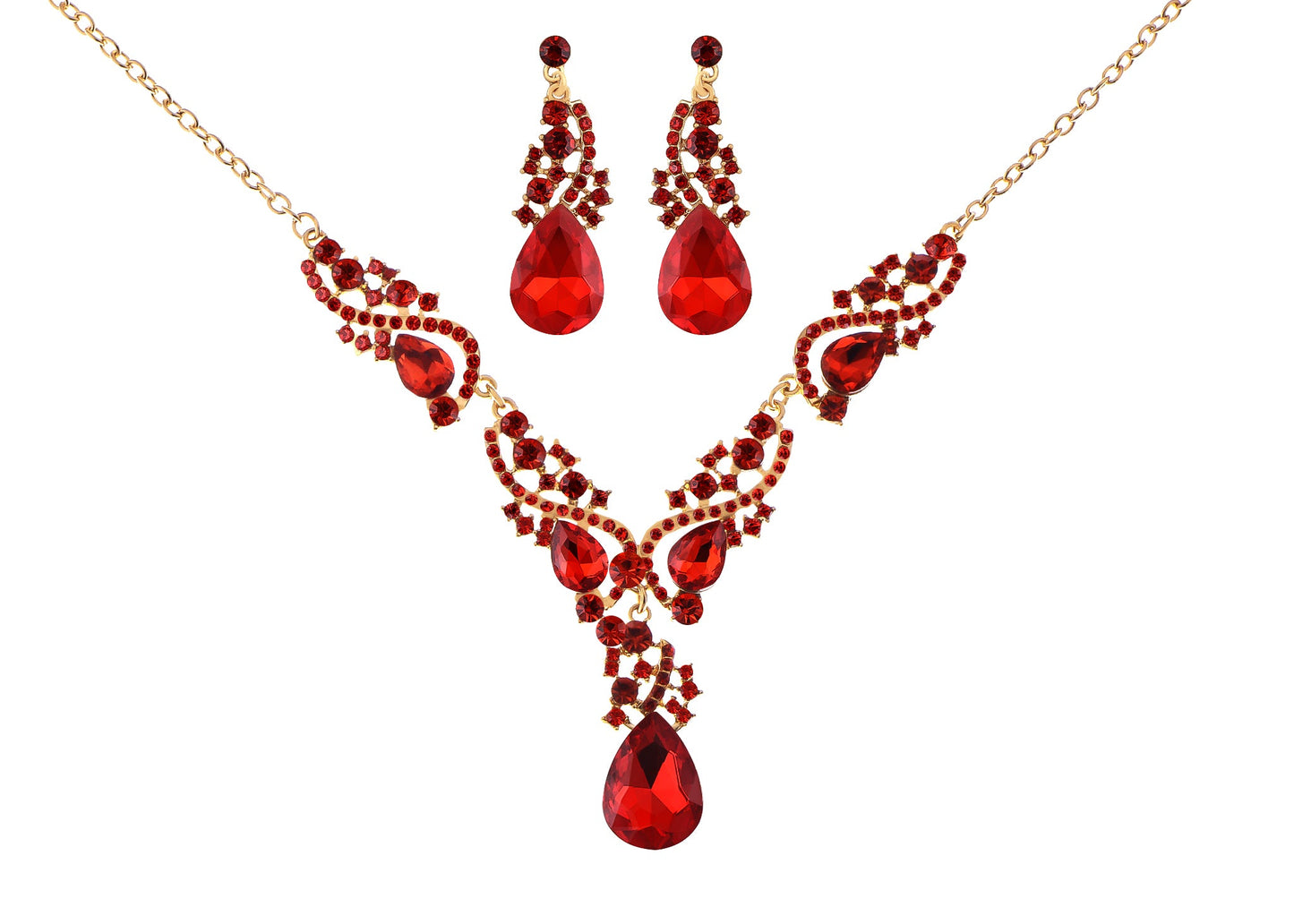 Elegant Crystal Bridal Necklace Earrings Set ¨C Rhinestone Wedding Party Costume Jewelry for Brides and Bridesmaids