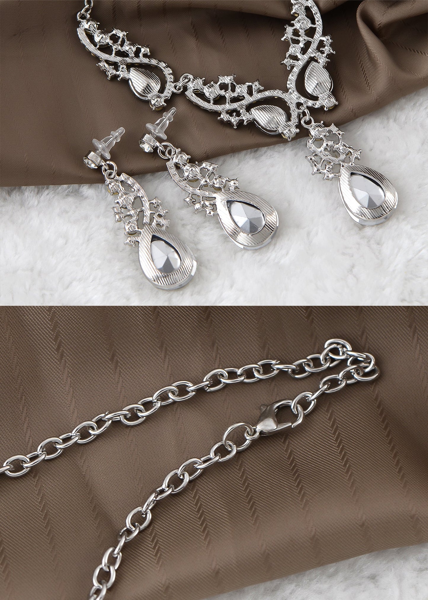 Elegant Crystal Bridal Necklace Earrings Set ¨C Rhinestone Wedding Party Costume Jewelry for Brides and Bridesmaids