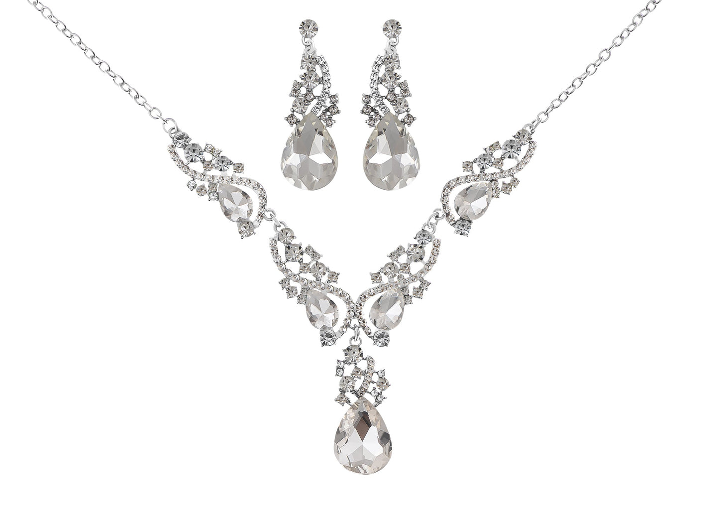 Elegant Crystal Bridal Necklace Earrings Set ¨C Rhinestone Wedding Party Costume Jewelry for Brides and Bridesmaids