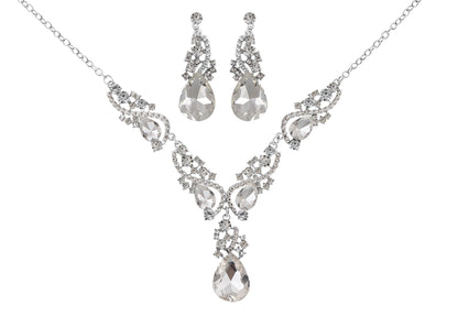Elegant Crystal Bridal Necklace Earrings Set ¨C Rhinestone Wedding Party Costume Jewelry for Brides and Bridesmaids