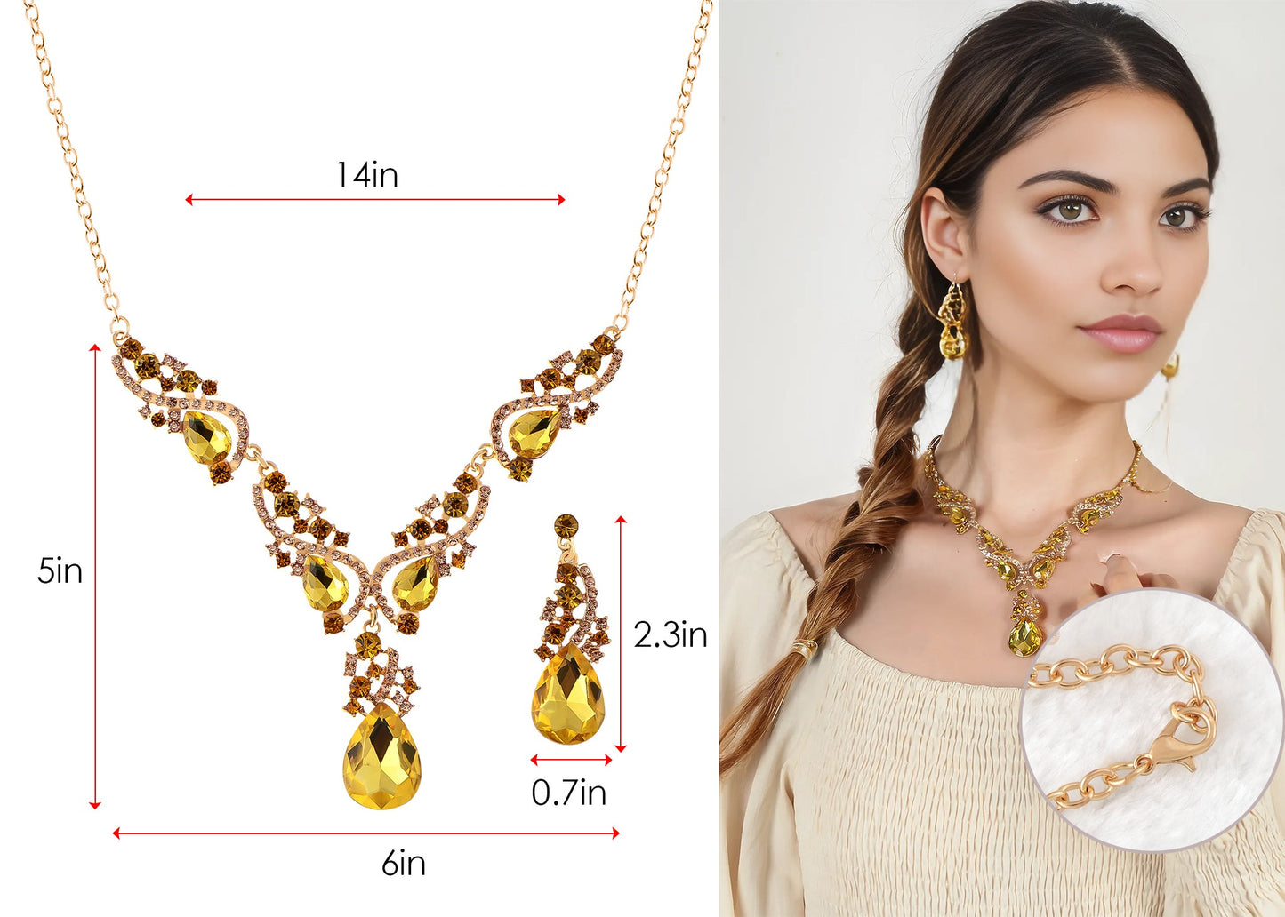 Elegant Crystal Bridal Necklace Earrings Set ¨C Rhinestone Wedding Party Costume Jewelry for Brides and Bridesmaids