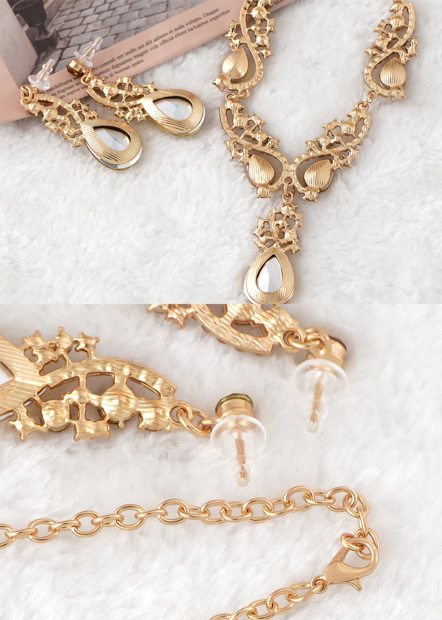 Elegant Crystal Bridal Necklace Earrings Set ¨C Rhinestone Wedding Party Costume Jewelry for Brides and Bridesmaids