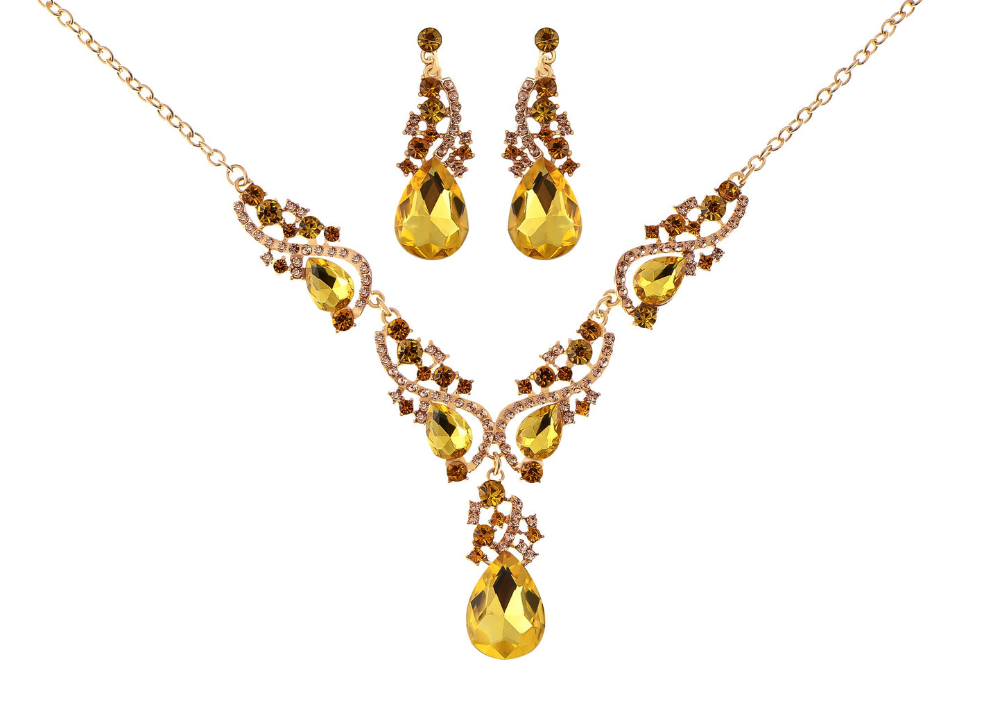 Elegant Crystal Bridal Necklace Earrings Set ¨C Rhinestone Wedding Party Costume Jewelry for Brides and Bridesmaids