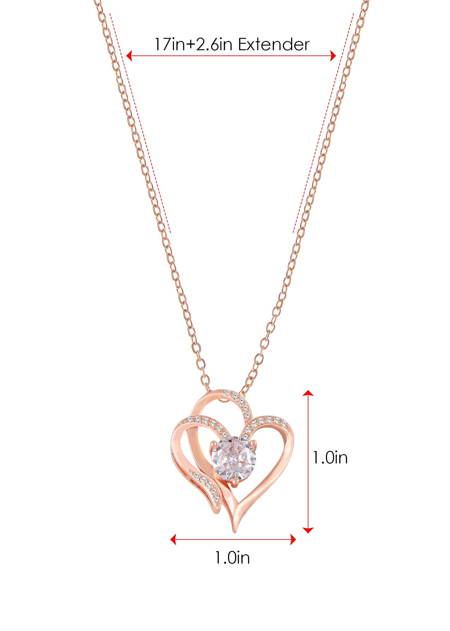 Zircon Crystal Rhinestone Jewelry Heart Pendant Necklace for Women ¨C Perfect for Wife on Wedding Anniversary, Birthday, Christmas, Valentine's, or Mother's Day