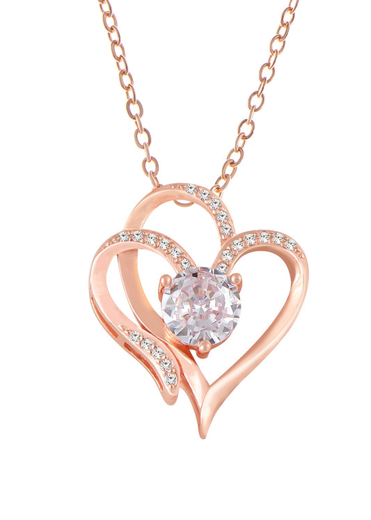 Zircon Crystal Rhinestone Jewelry Heart Pendant Necklace for Women ¨C Perfect for Wife on Wedding Anniversary, Birthday, Christmas, Valentine's, or Mother's Day