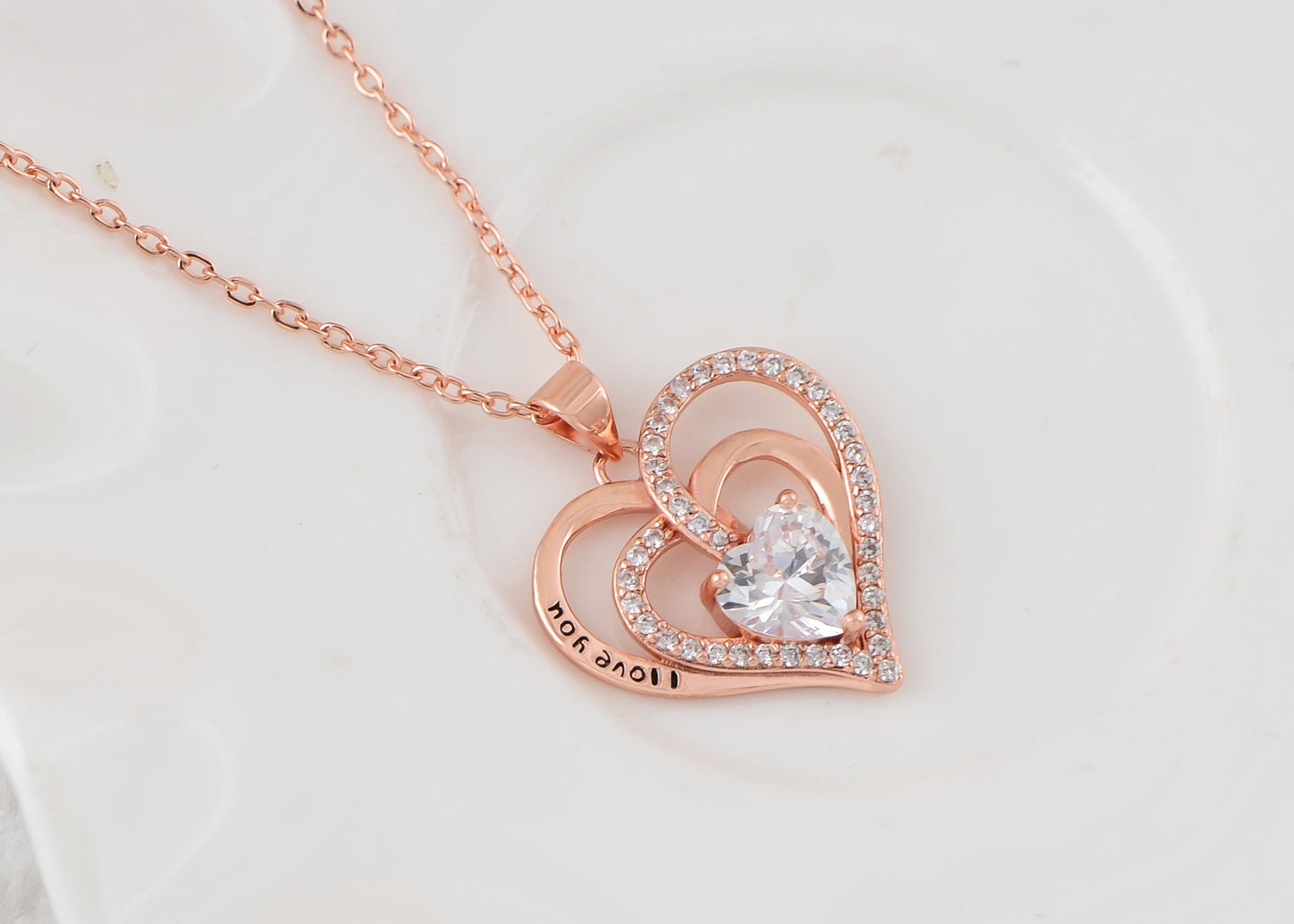 Zircon Crystal Rhinestone Jewelry Heart Pendant Necklace for Women ¨C Perfect for Wife on Wedding Anniversary, Birthday, Christmas, Valentine's, or Mother's Day