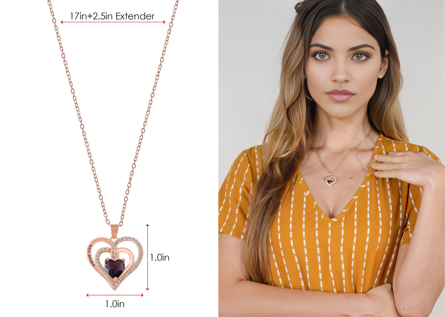 Zircon Crystal Rhinestone Jewelry Heart Pendant Necklace for Women ¨C Perfect for Wife on Wedding Anniversary, Birthday, Christmas, Valentine's, or Mother's Day