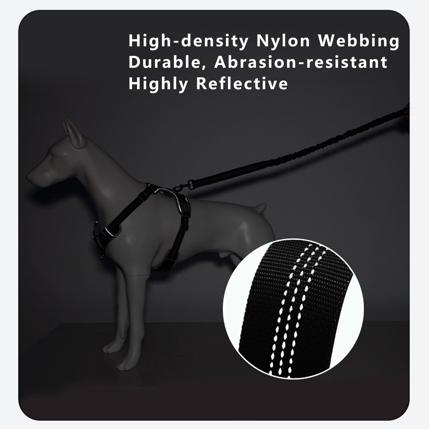 Dog Leash Reflective Comfort Dual Handle Elastic Pet Training Leash