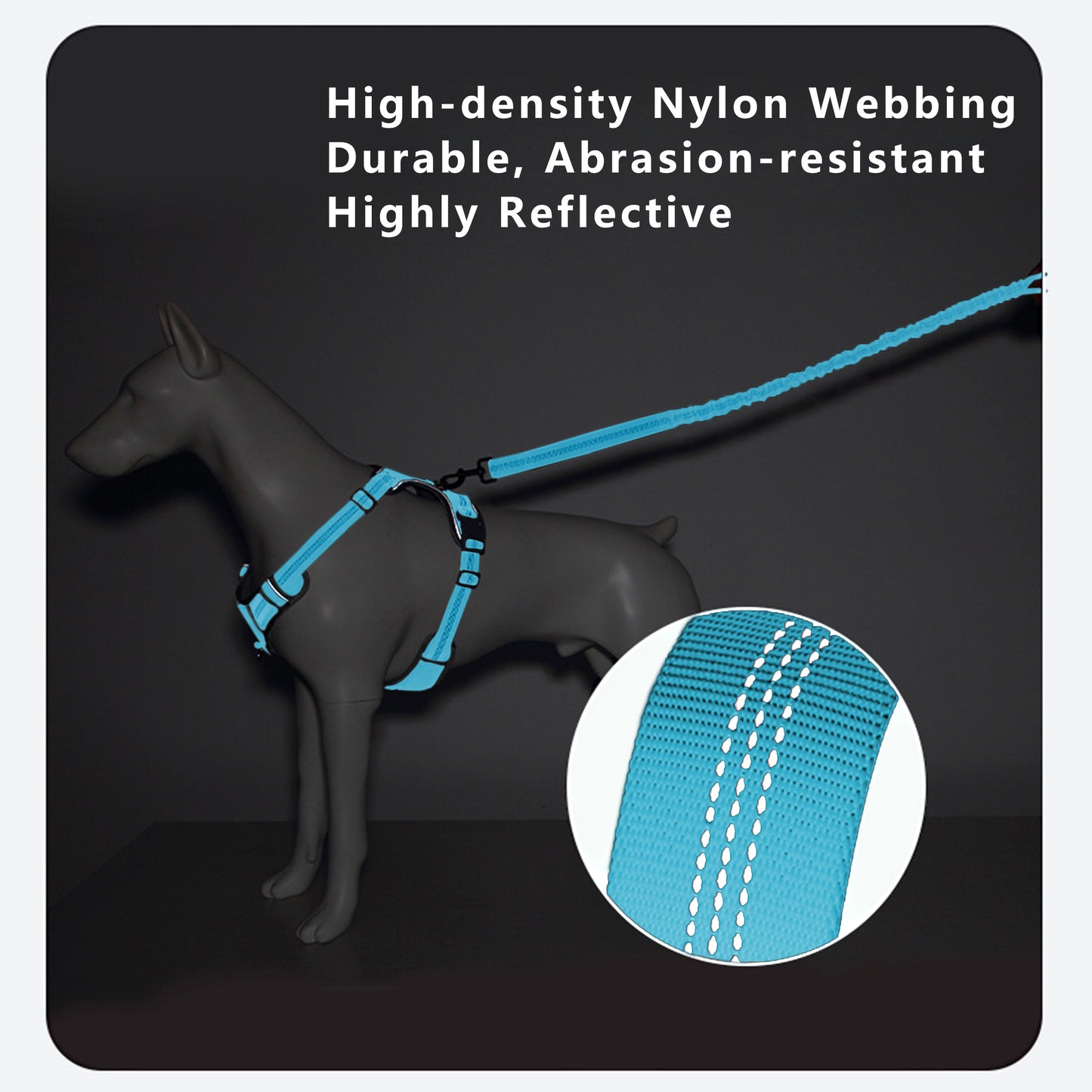 Dog Leash Reflective Comfort Dual Handle Elastic Pet Training Leash