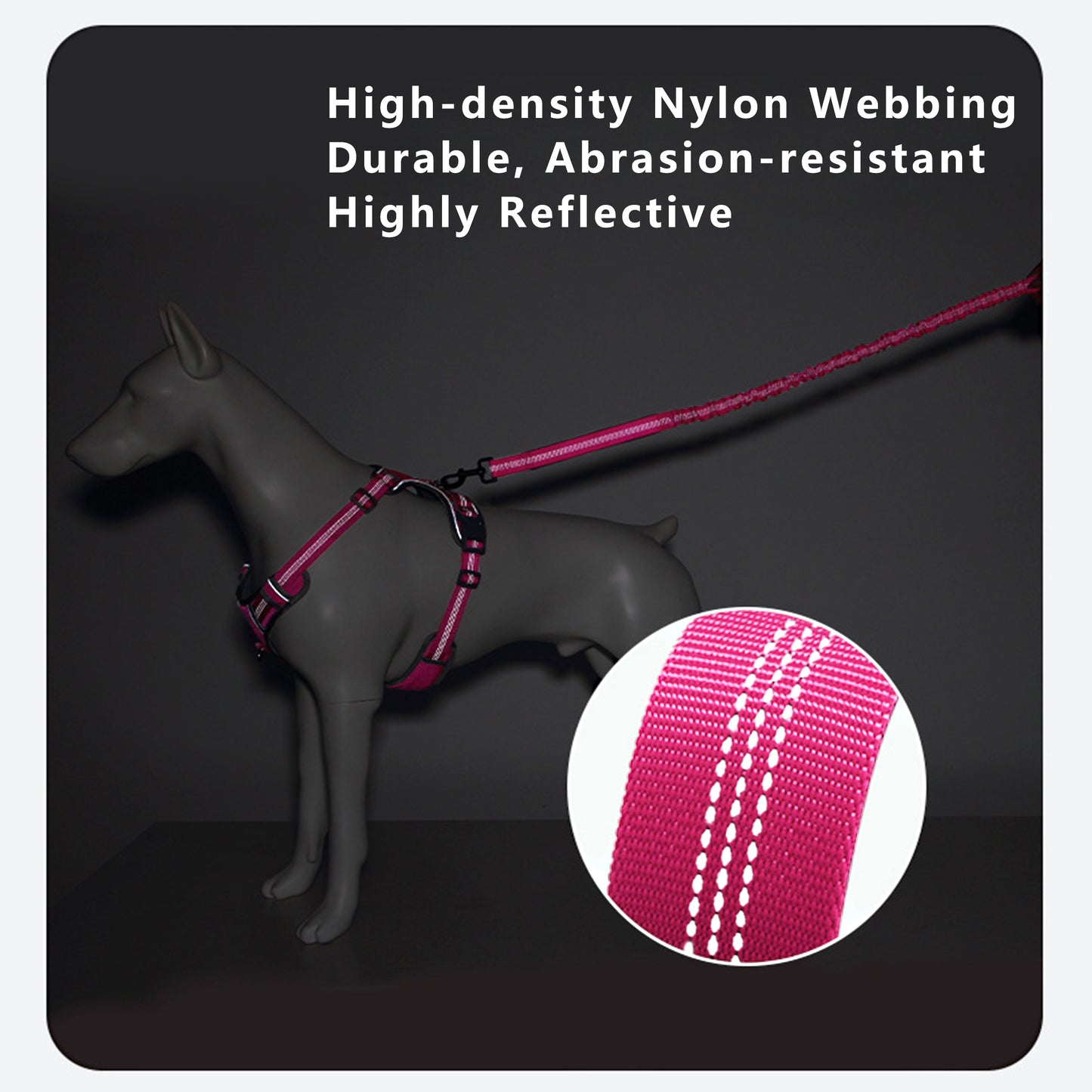 Dog Leash Reflective Comfort Dual Handle Elastic Pet Training Leash