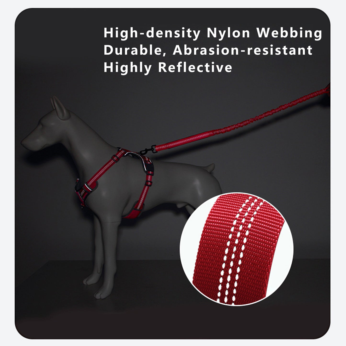 Dog Leash Reflective Comfort Dual Handle Elastic Pet Training Leash