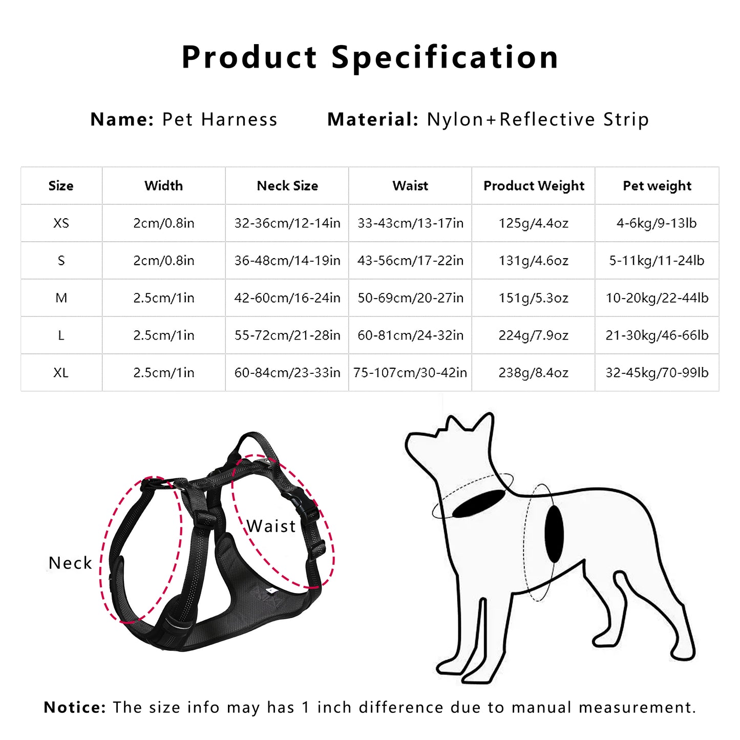 No Pull Dog Harness Reflective Adjustable Breathable Mesh Padded Pet Harness for All Breeds