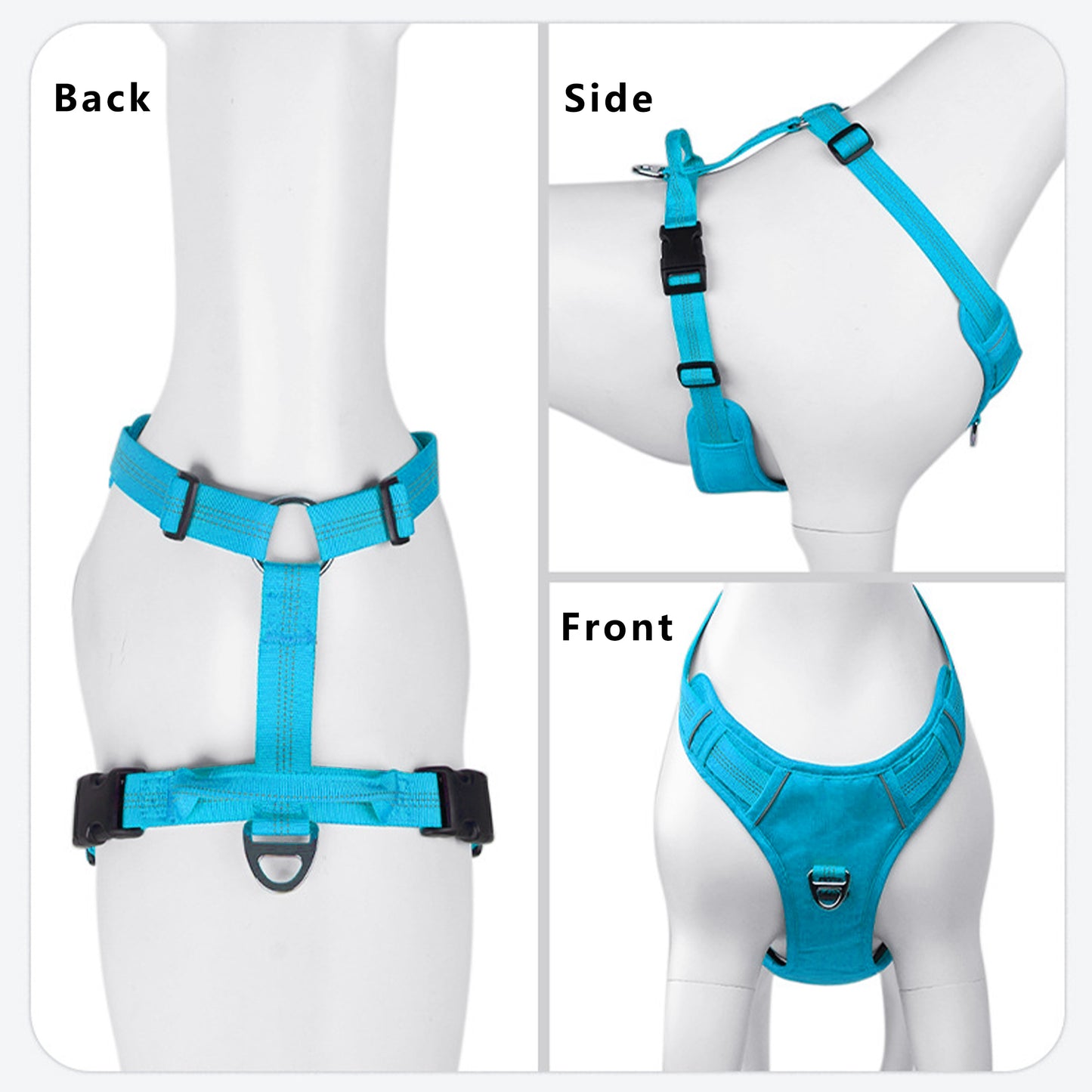 No Pull Dog Harness Reflective Adjustable Breathable Mesh Padded Pet Harness for All Breeds