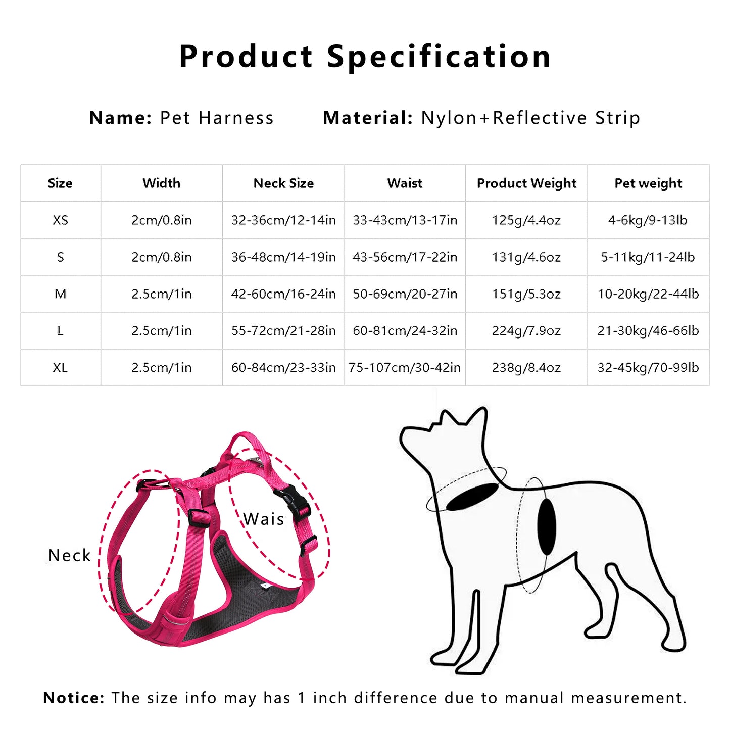 No Pull Dog Harness Reflective Adjustable Breathable Mesh Padded Pet Harness for All Breeds