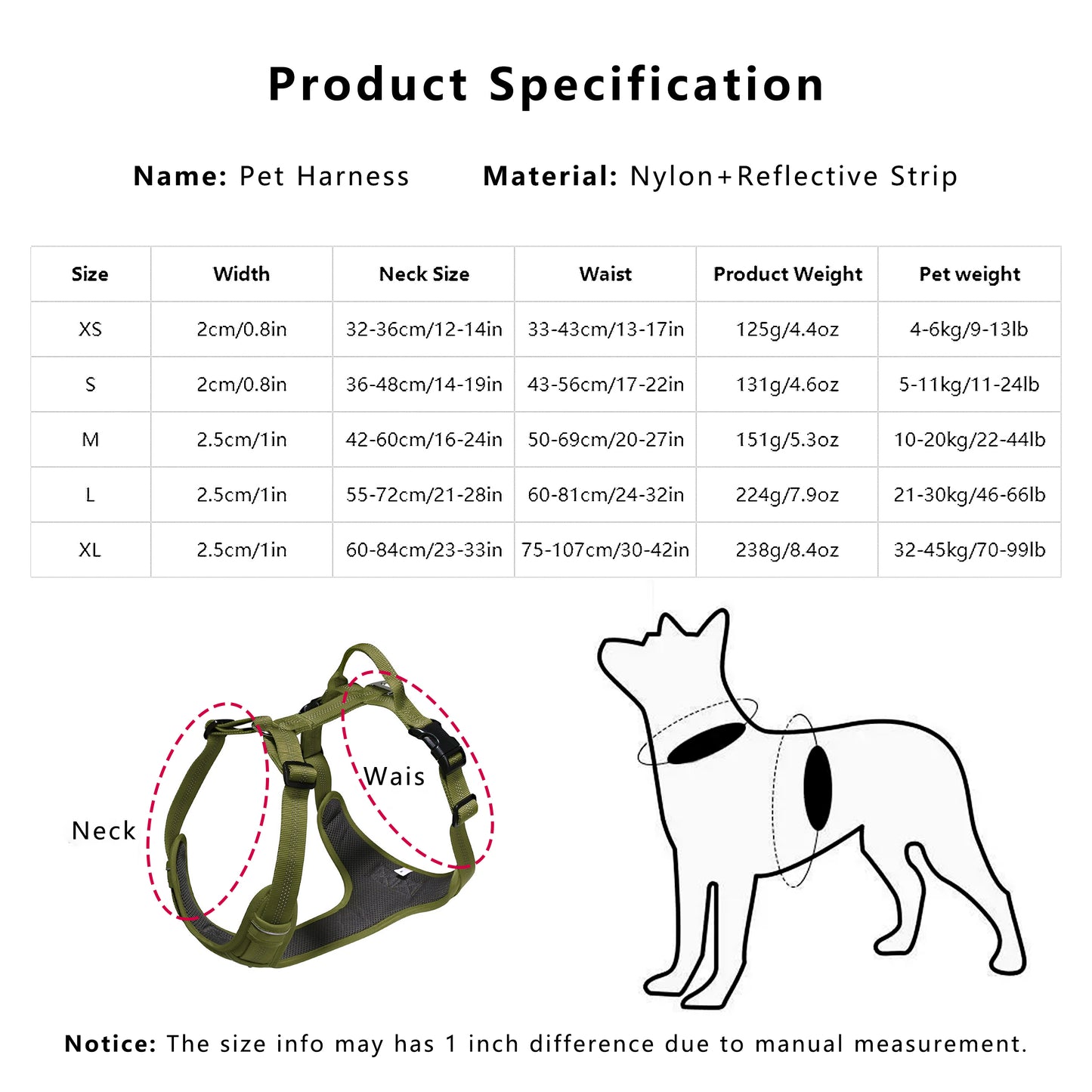 No Pull Dog Harness Reflective Adjustable Breathable Mesh Padded Pet Harness for All Breeds