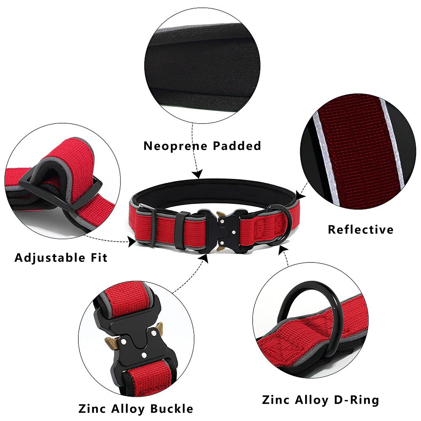 Dog Collar Reflective Comfort Padded Adjustable Adventure Nylon Pet Collars for All Breeds