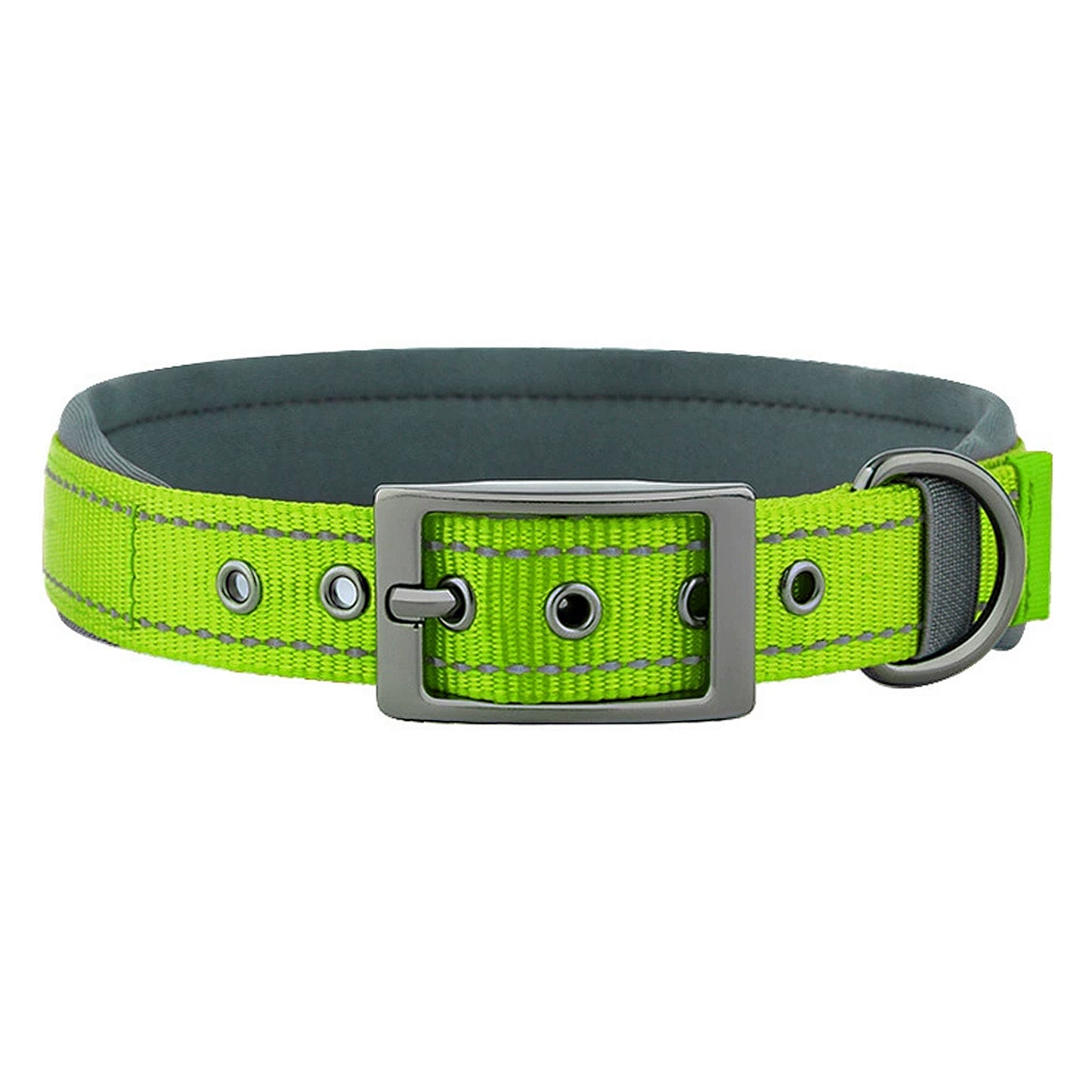 Dog Collar Reflective Adjustable Comfort Padded Nylon Pet Collars with Durable Metal Belt Buckle