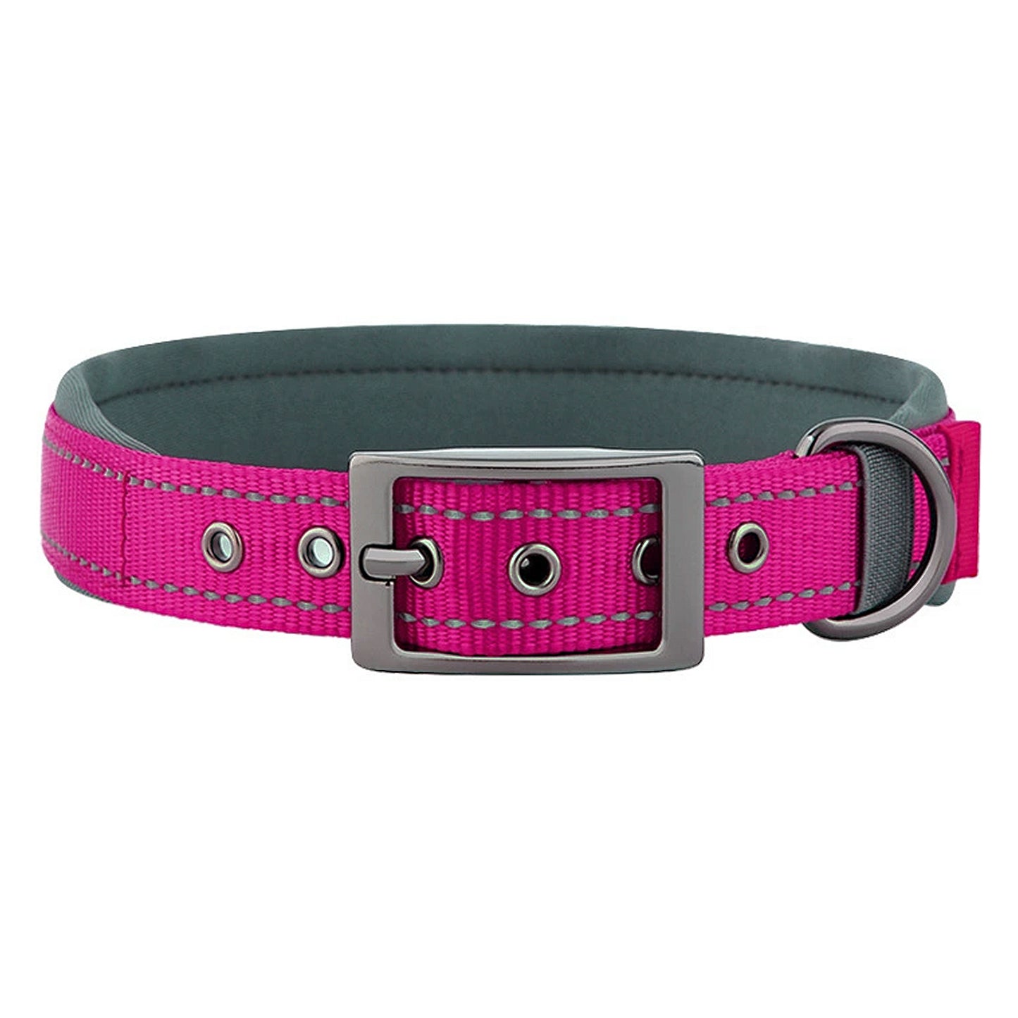 Dog Collar Reflective Adjustable Comfort Padded Nylon Pet Collars with Durable Metal Belt Buckle