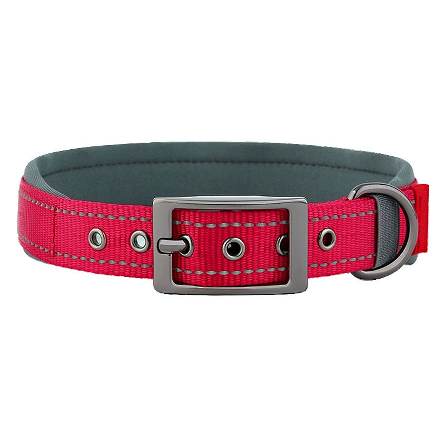 Dog Collar Reflective Adjustable Comfort Padded Nylon Pet Collars with Durable Metal Belt Buckle