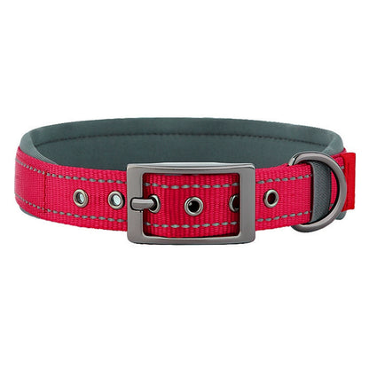 Dog Collar Reflective Adjustable Comfort Padded Nylon Pet Collars with Durable Metal Belt Buckle