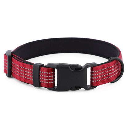 Dog Collar Reflective Soft Padded Adjustable Comfort Nylon Collars for All Breeds