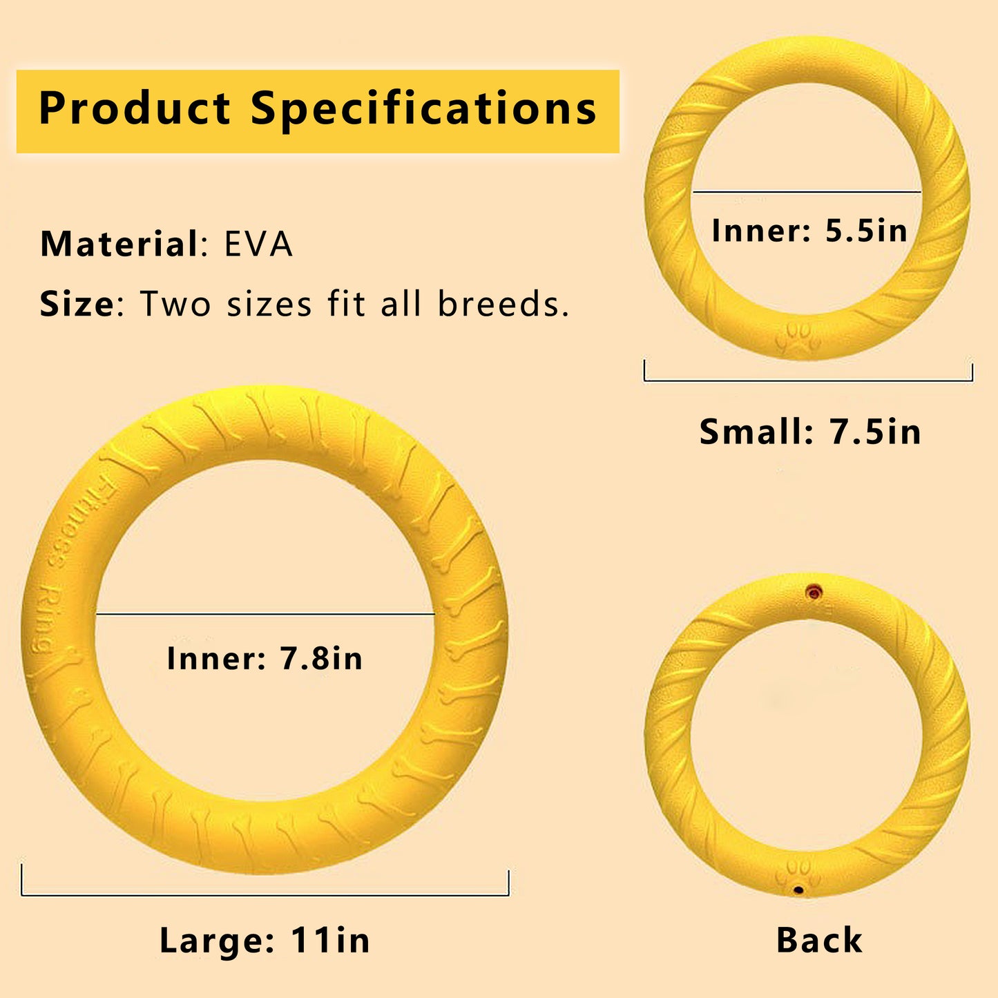 Dog Flying Disc, Ring Puller for Outdoor Play, Floating Training & Fetch Toy for Throwing Catching & Chewers