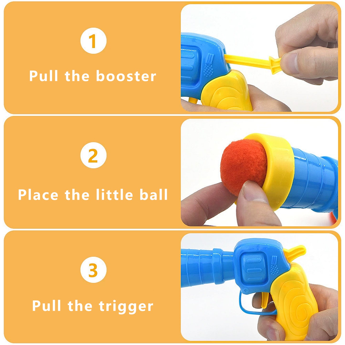 Interactive Cat Silent Fuzzy Ball Fetch Toy with 1 Gun Launcher for Bored Indoor Adult Cats and Kitties