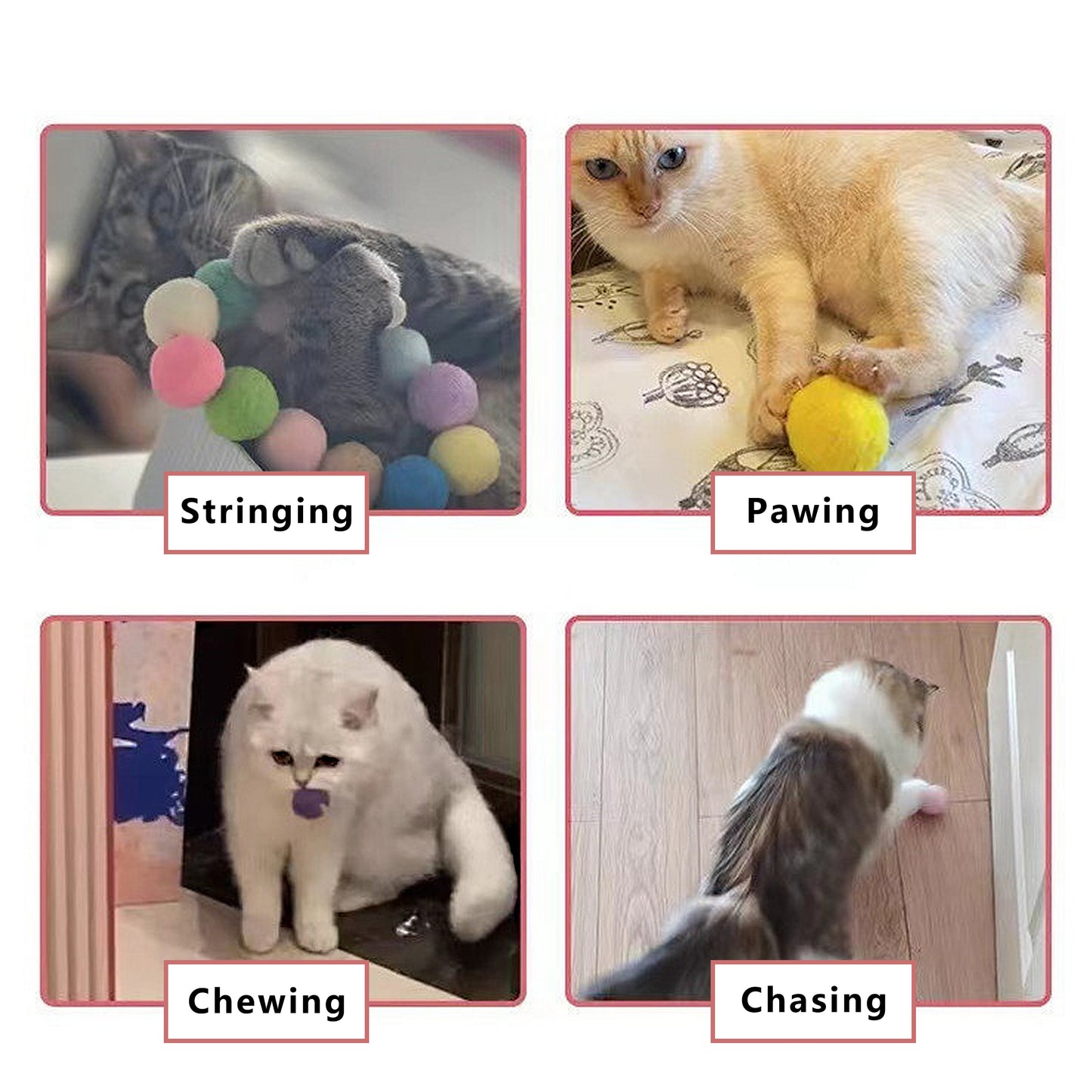 Interactive Cat Silent Fuzzy Ball Fetch Toy with 1 Gun Launcher for Bored Indoor Adult Cats and Kitties
