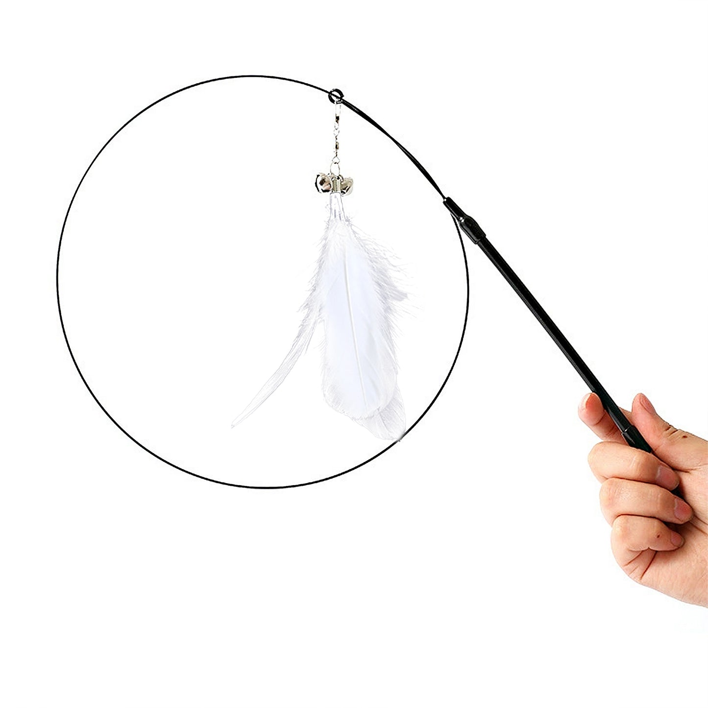 Cat Feather Teaser Toy with Suction Cup Base - Interactive Wand Toy with Bell for Indoor Cats & Kittens