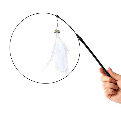 Cat Feather Teaser Toy with Suction Cup Base - Interactive Wand Toy with Bell for Indoor Cats & Kittens