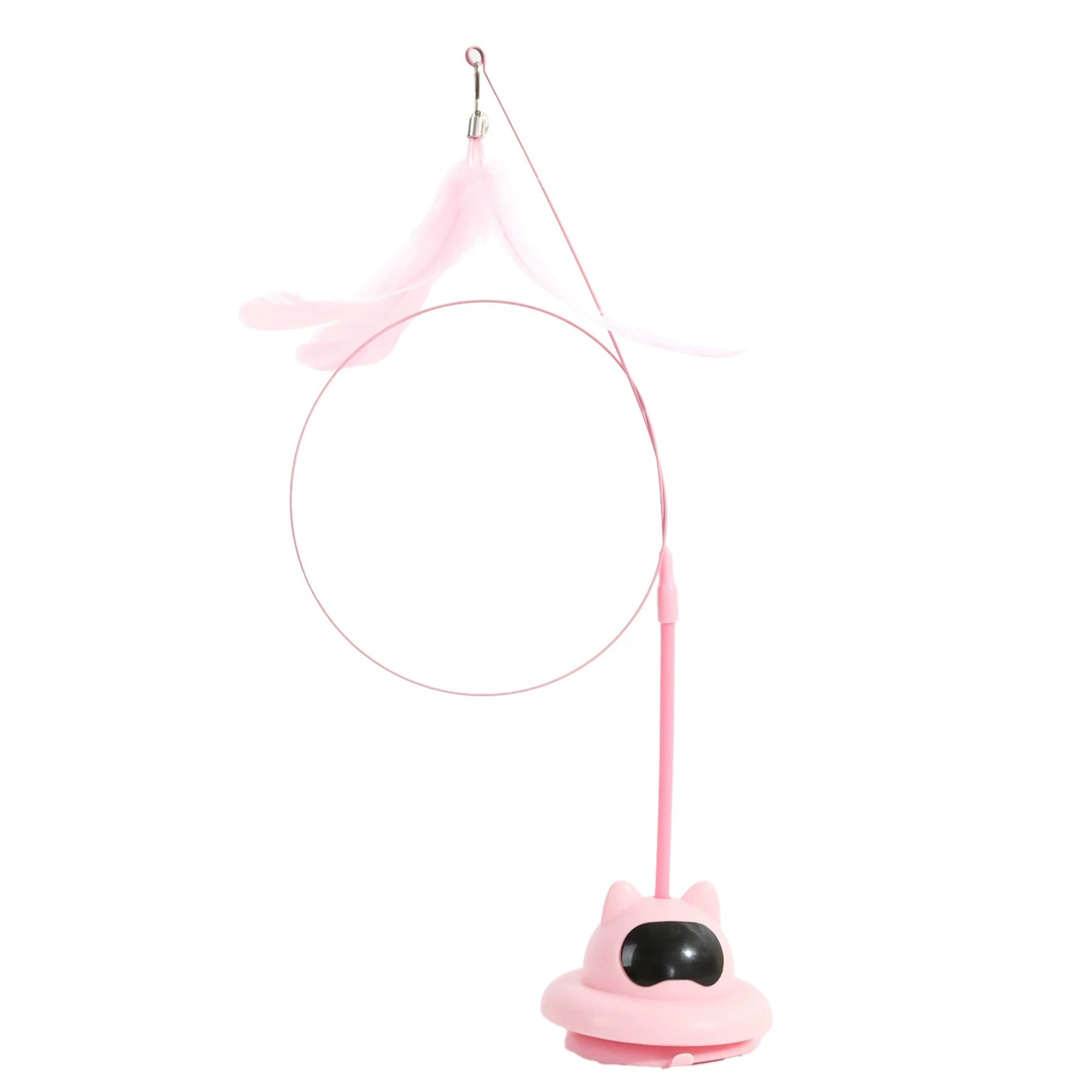 Cat Interactive Feather Teaser Toy with Bell, UFO Design Suction Cup Base, for Indoor Cats & Kittens