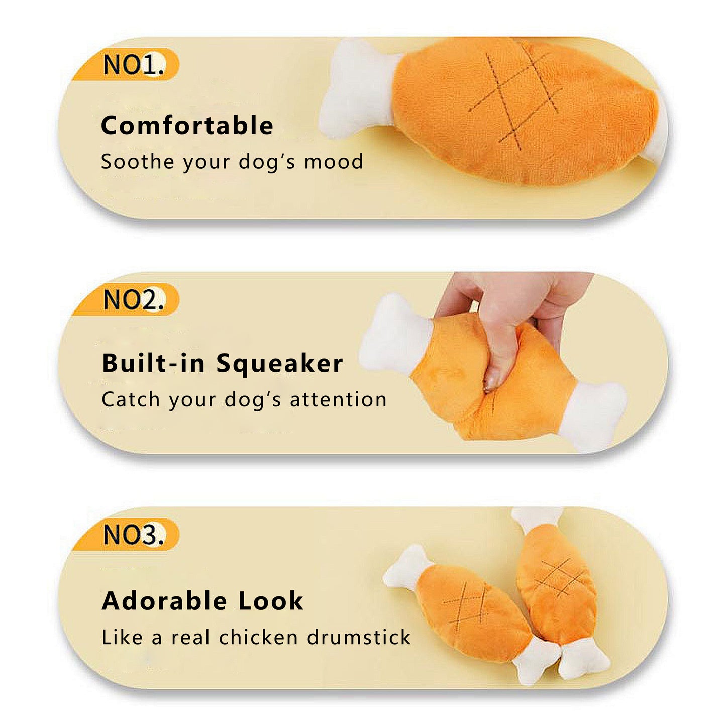 Dog Plush Squeaky Chew Toys for Interactive Pet Training, Puppy Teething Chewing, Chicken Leg Shape