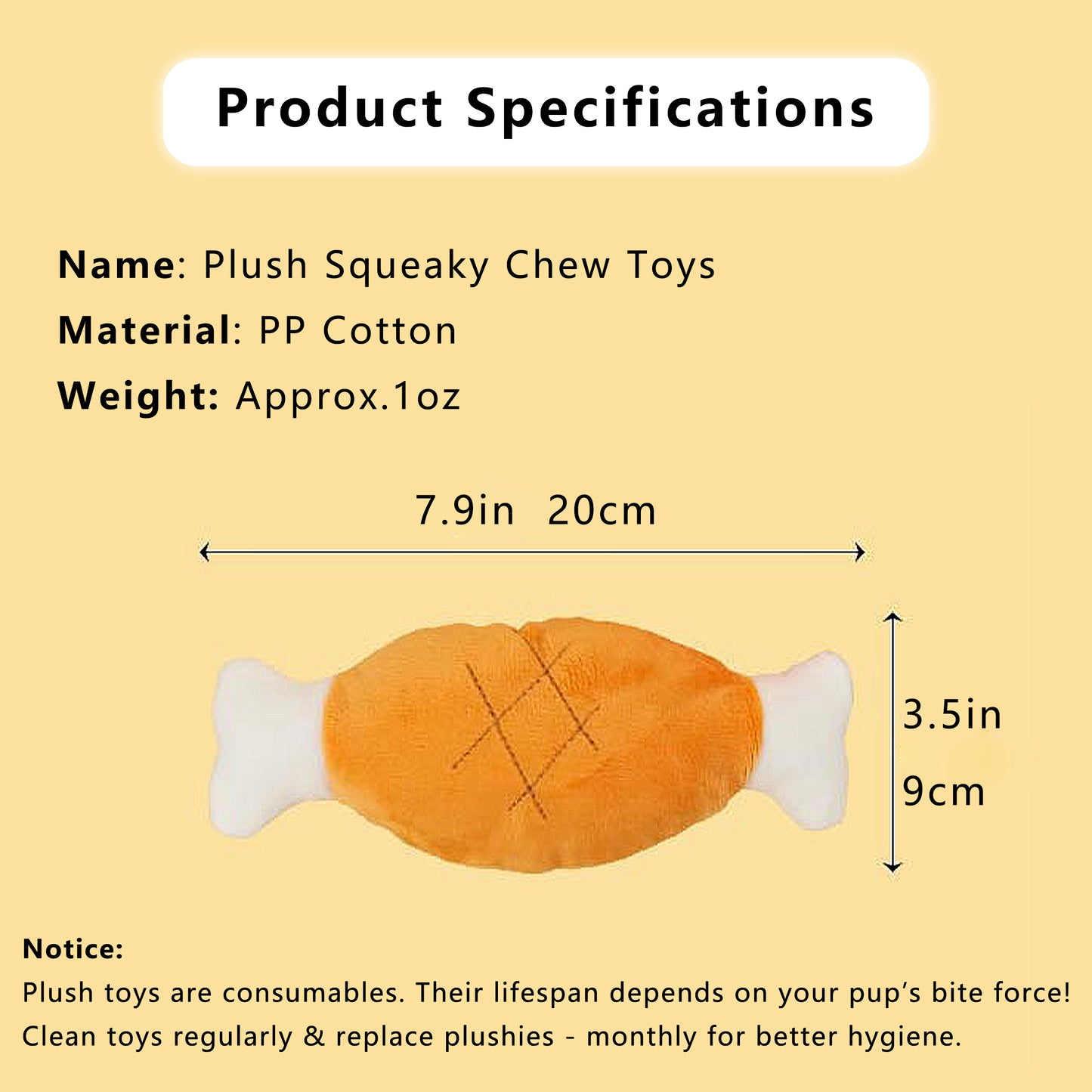 Dog Plush Squeaky Chew Toys for Interactive Pet Training, Puppy Teething Chewing, Chicken Leg Shape