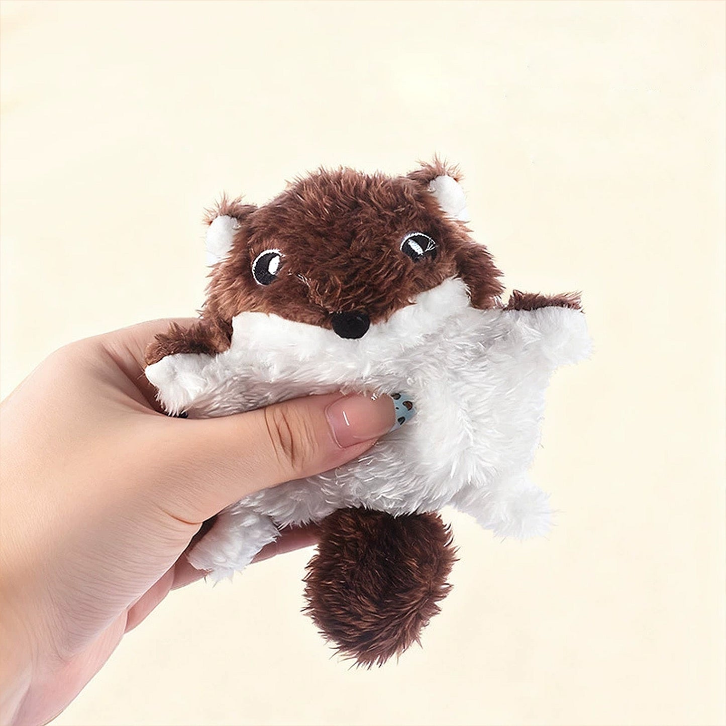 Cat Interactive Chew & Squeaky Toy - Cute Plush Flying Squirrel - for Indoor Cats & Kittens