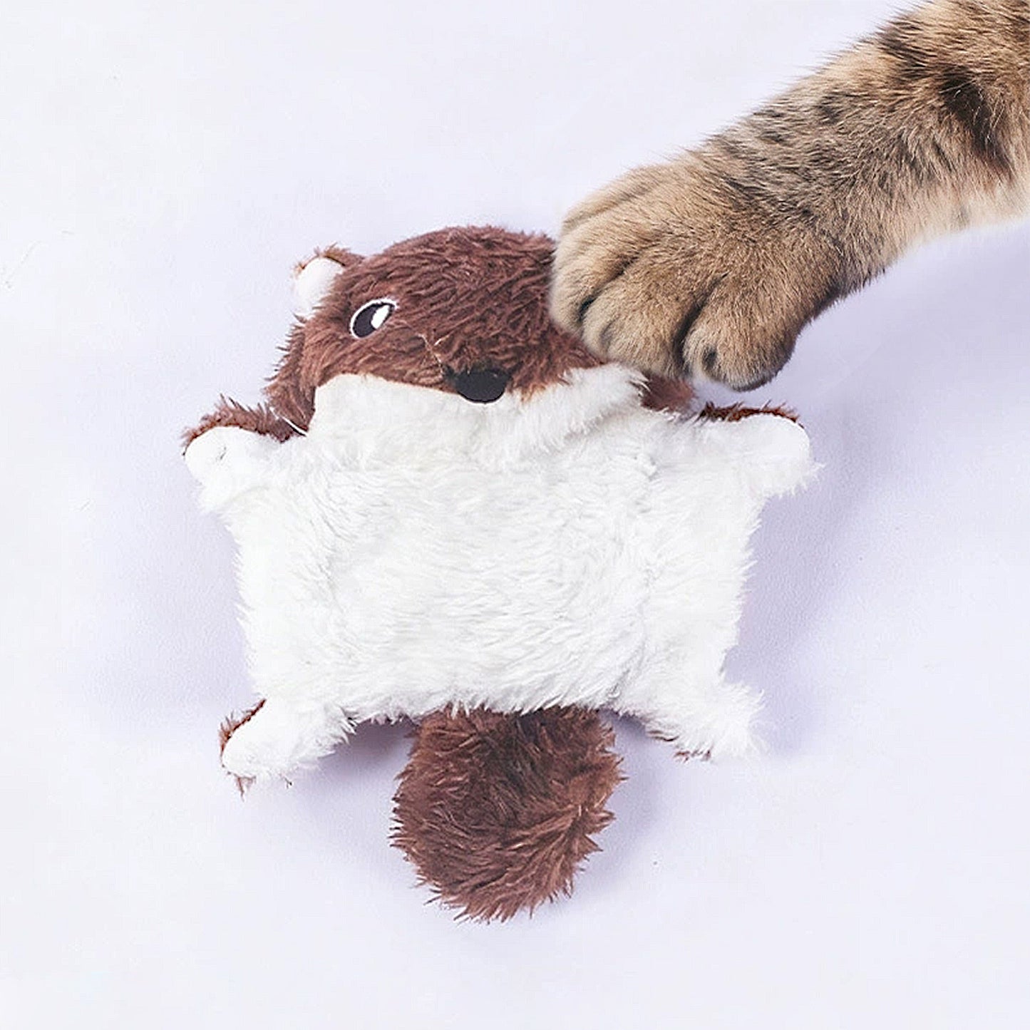 Cat Interactive Chew & Squeaky Toy - Cute Plush Flying Squirrel - for Indoor Cats & Kittens