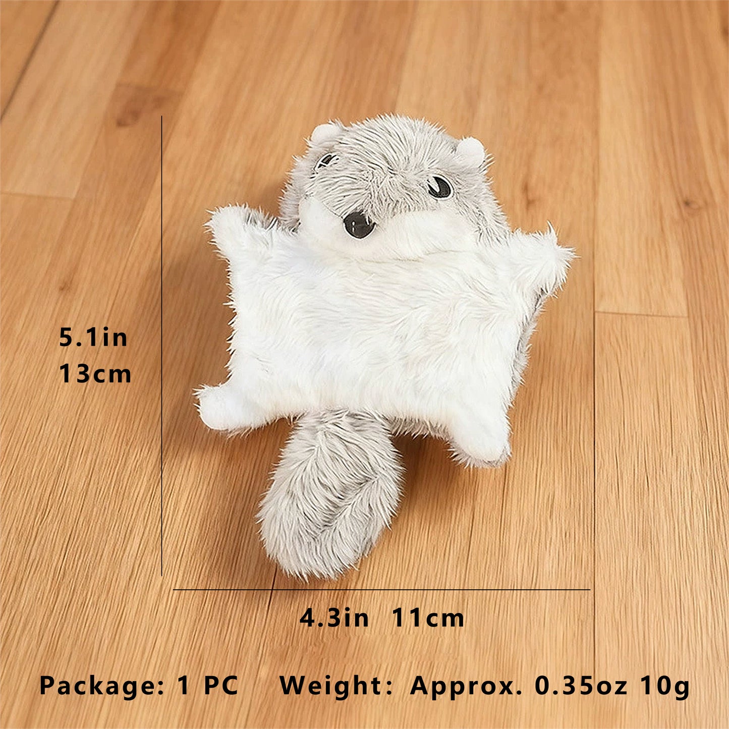 Cat Interactive Chew & Squeaky Toy - Cute Plush Flying Squirrel - for Indoor Cats & Kittens