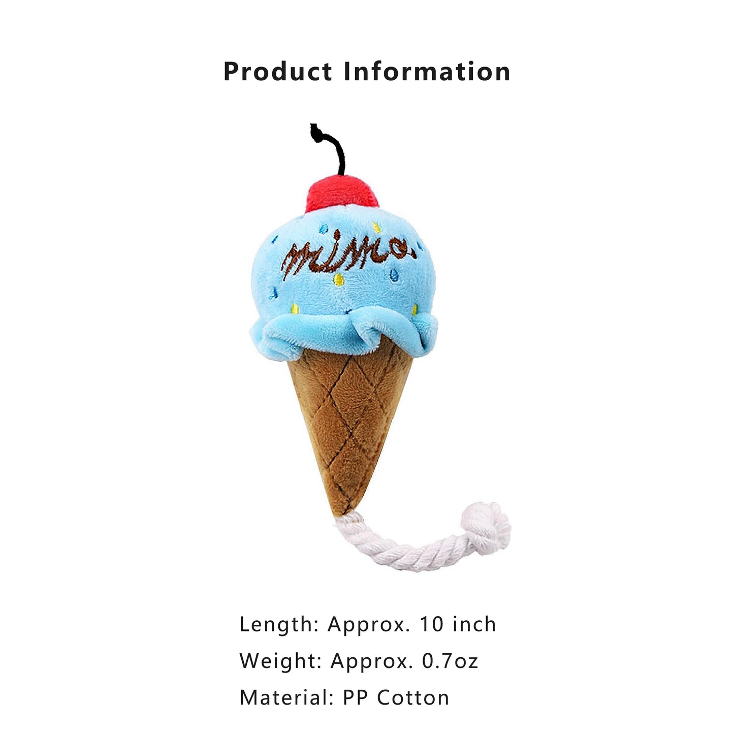 Interactive Dog Plush Squeaky Toys for Pet Training Puppy Teething Chewing, Ice Cream Shape