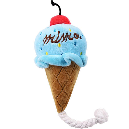 Interactive Dog Plush Squeaky Toys for Pet Training Puppy Teething Chewing, Ice Cream Shape