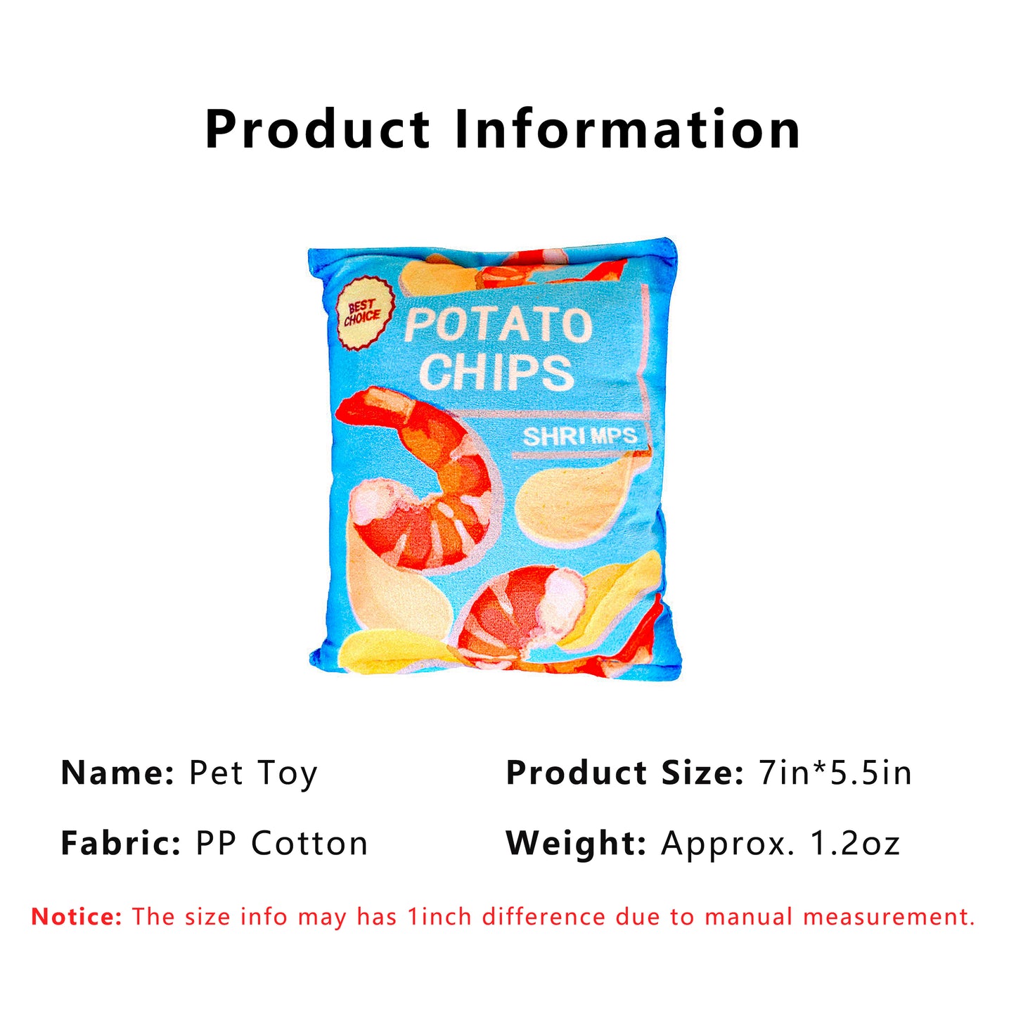 Interactive Dog Simulation Potato Chips Plush Squeaky Toys for Pet Training, Puppy Chewing