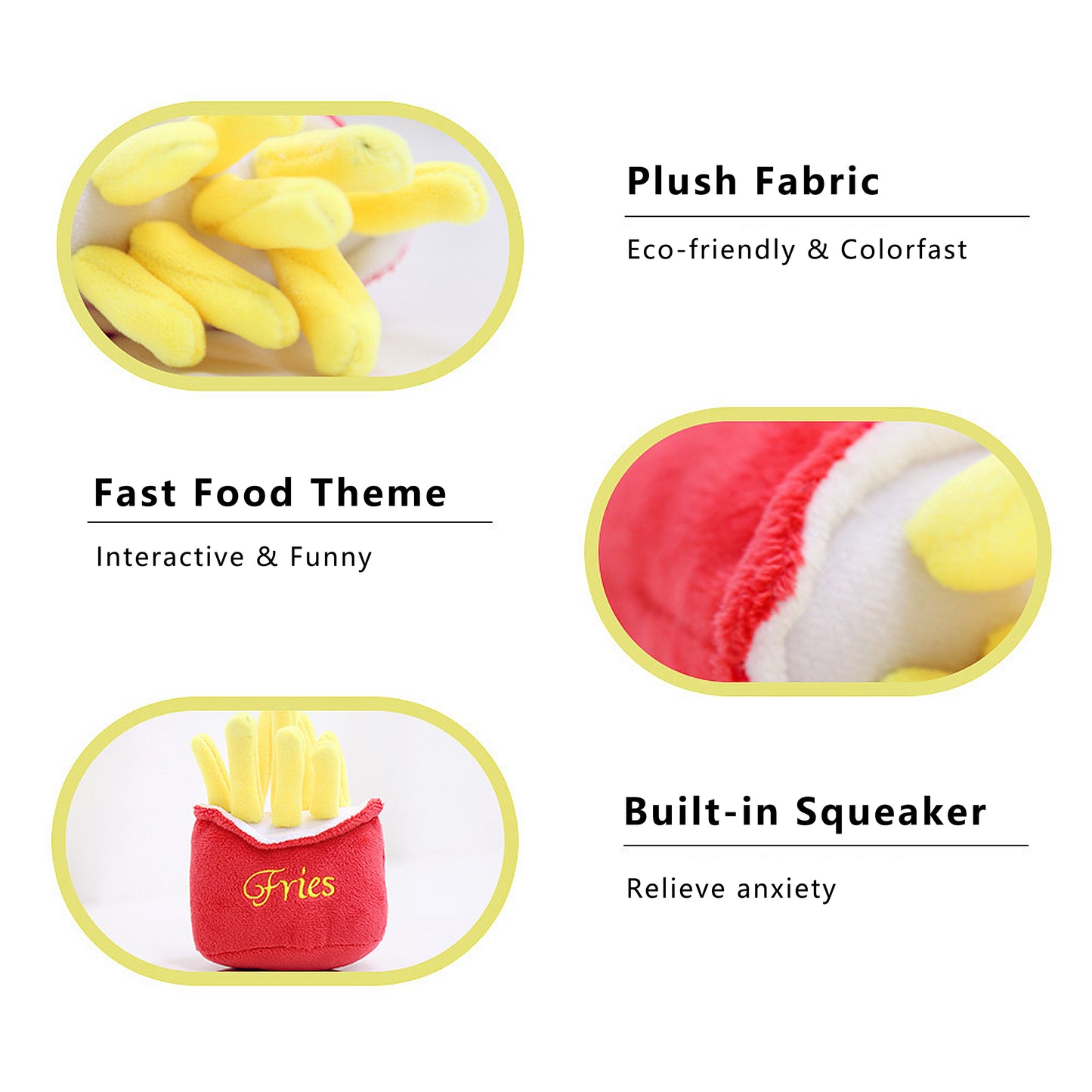 Interactive Dog Simulation Fast Food Themed Plush Squeaky Toys for Pet Training, Puppy Chewing
