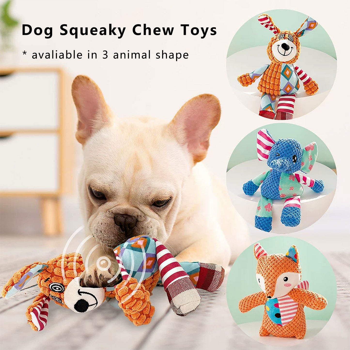 Interactive Dog Squeaky Chew Toys Plush Crinkle Dog Toys Treat Boredom Pet Training Teeth Cleaning