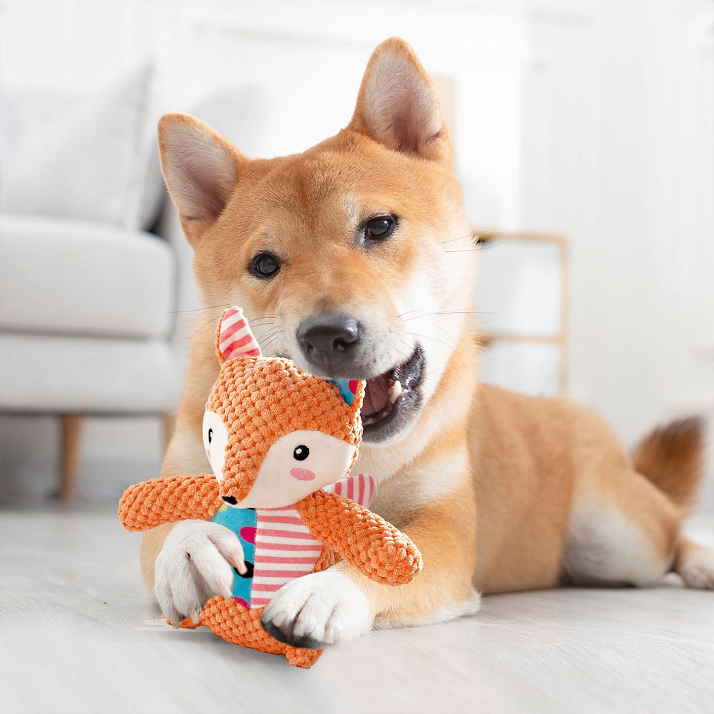 Interactive Dog Squeaky Chew Toys Plush Crinkle Dog Toys Treat Boredom Pet Training Teeth Cleaning