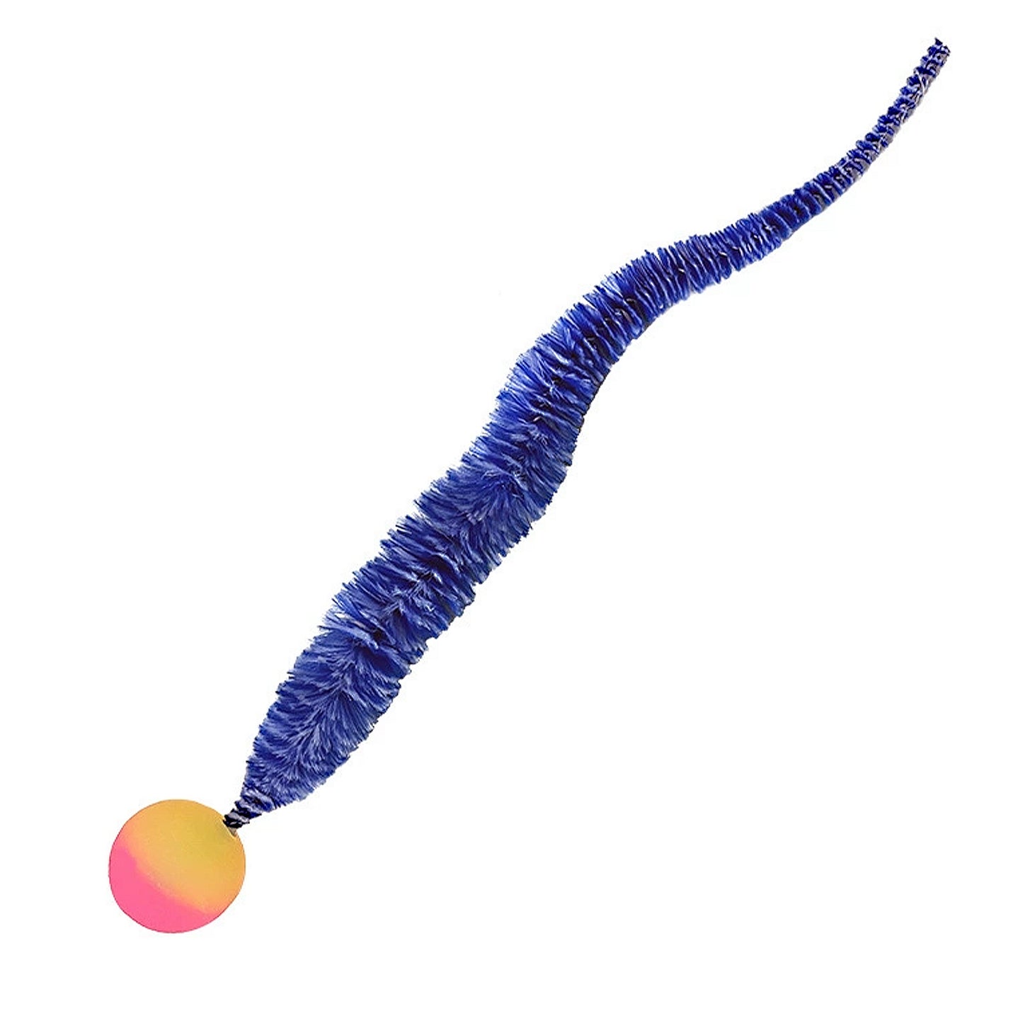 Interactive Bouncy Ball with Tail for Cat Fuzzy Worm Fetch Toy for Bored Indoor Adult Cats and Kitties