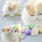 4PCs Cat Fetch Ball Toys with Rope Tails Squeaky Interactive Toys for Adult Cats and Kittens